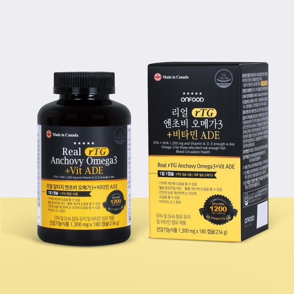 [루테인 증정] 온푸드 리얼 알티지 rTG오메가3 비타민ADE 캐나다오메가3 1병 (6개월분)