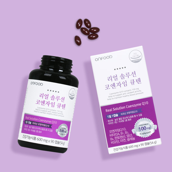 온푸드 리얼 솔루션 코엔자임Q10 항산화제 코큐텐 2병 선물세트 (6개월분)